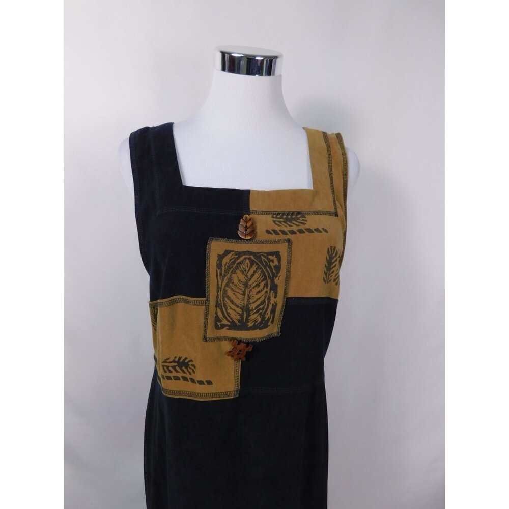Vtg Nina Piccalino Patchwork Maxi M - Black Camel Leaf - Excellent - Picture 9 of 12